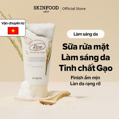 [SKINFOOD Official] Sữa rửa mặt gạo lên men tạo bọt làm sạch và sáng da dùng hàng ngày Rice Daily Brightening Cleansing Foam 150ml