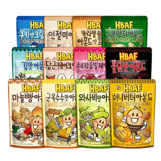   HBAF  Hạnh nhân 170g   190g Các loại hương vị – Bơ mật ong Wasabi Ngô nướng Bánh mì tỏi Bánh quy & Kem Caramel & Pretzel Laver Tteokbokki 