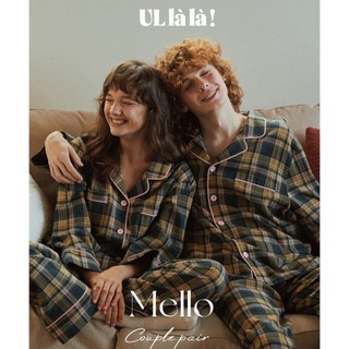   MALL CHÍNH HÃNG  25258 ULLALA PAJAMA Mello Set bộ ngủ mặc nhà đồ đôi tay dài Couple Nam-Nữ Freesize 