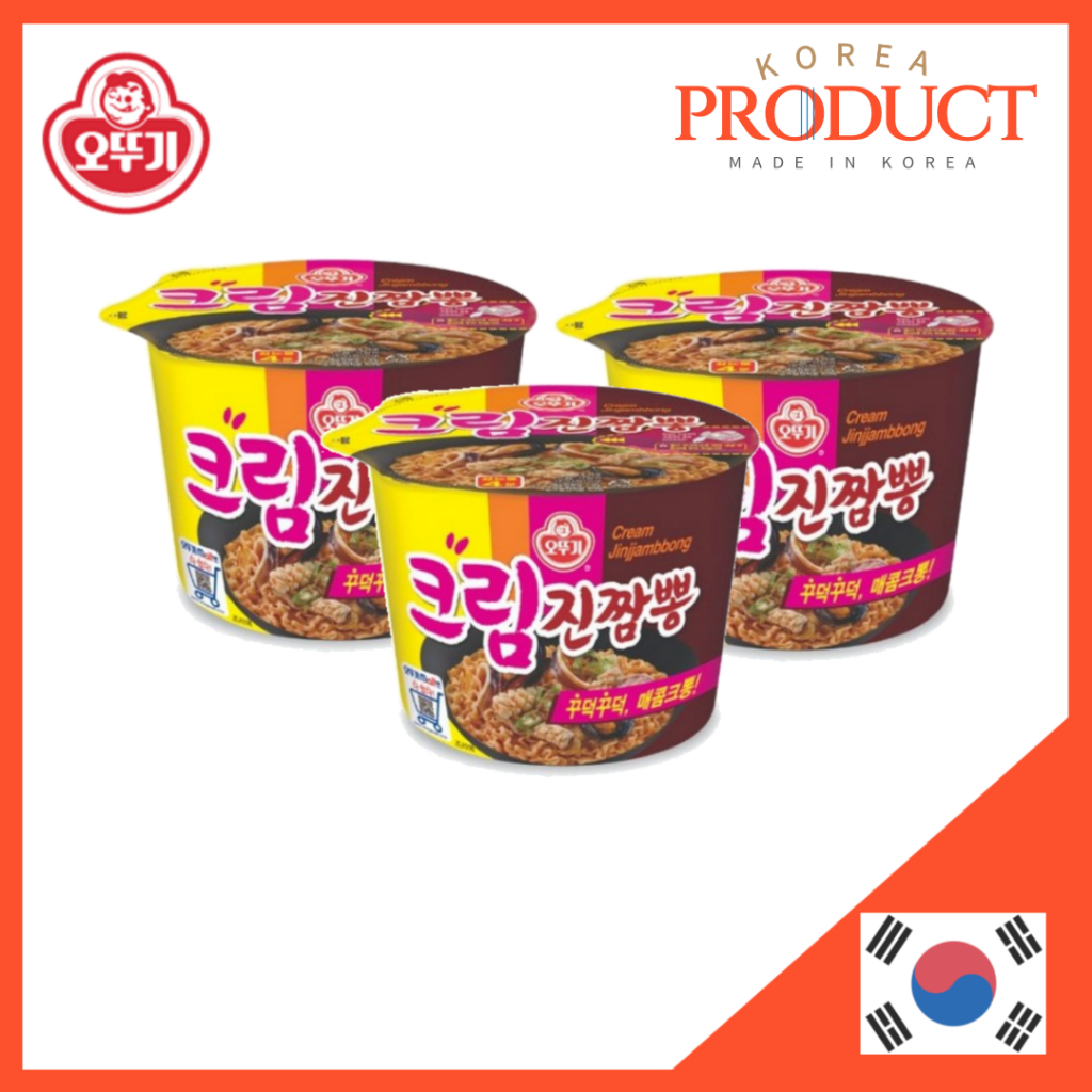 OTOKI Cream Jin Jjambbong Big Bowl 105g x 3 Ottogi Creamy Spicy Cup Ramen