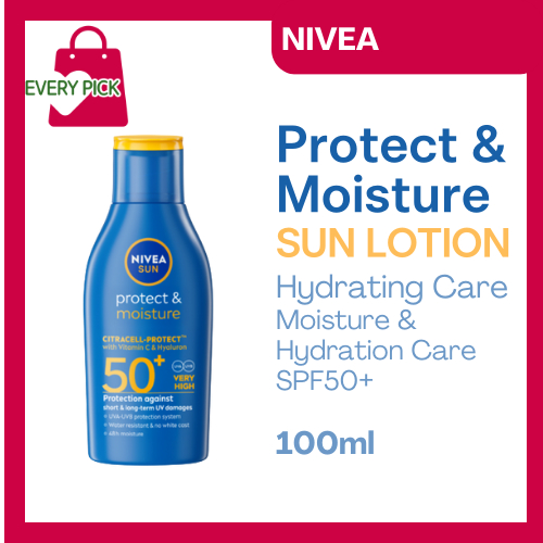 Kem Dưỡng Nắng NIVEA Sun Protect & Moisture SPF50 + 100ml | Bảo vệ tia cực tím + Hydrat hóa | K-Beau