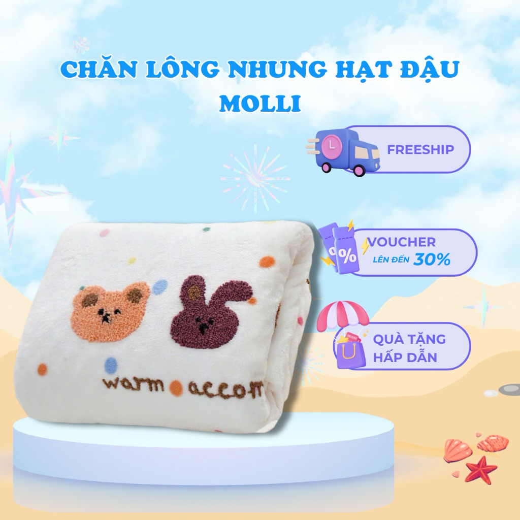 Chăn Lông Nhung Hạt Đậu Molli - Mềm Mịn Và Không Xù Lông