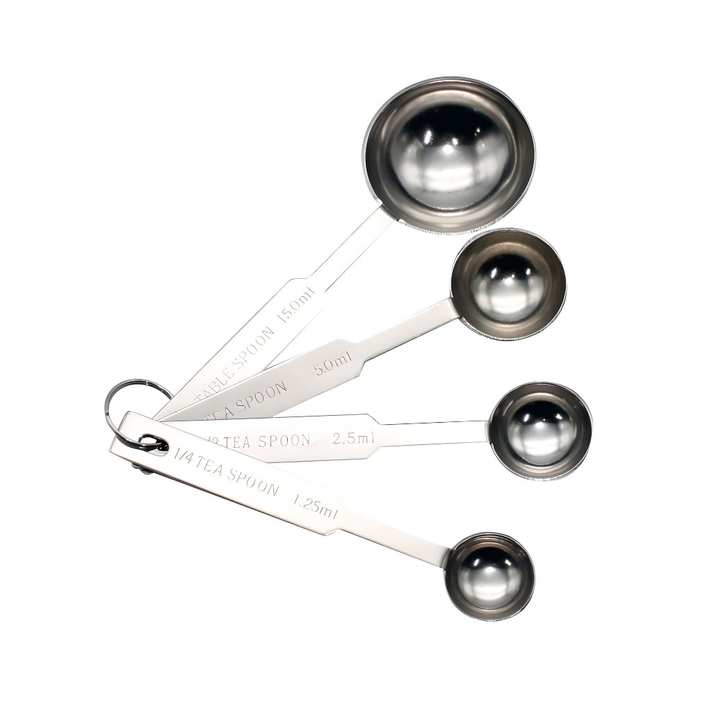 Ehome Baking Thép Không Gỉ Thìa Đo Bộ 4 Nhà Bếp Thìa Đo Nướng Dụng Cụ Đo Phụ Kiện Nấu Ăn