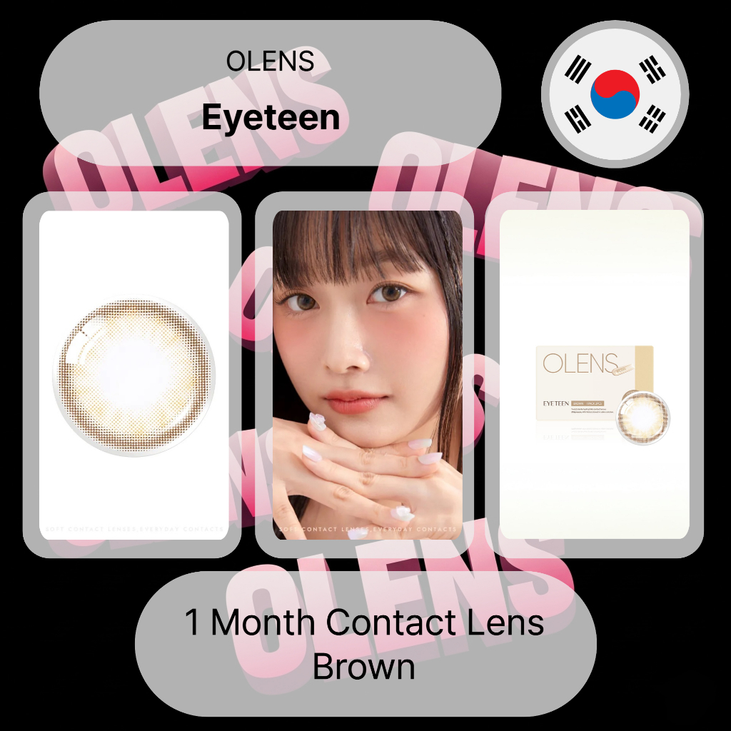Olens Eyeteen Kính áp tròng hàng tháng Màu nâu
