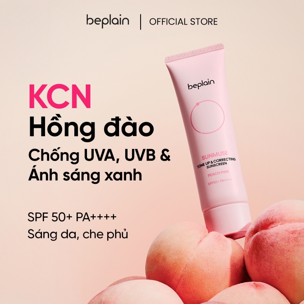 [BEPLAIN X KOL] BEPLAIN SUNMUSE TONE UP & CORRECTING SUNSCREEN PEACH HỒNG 50ml