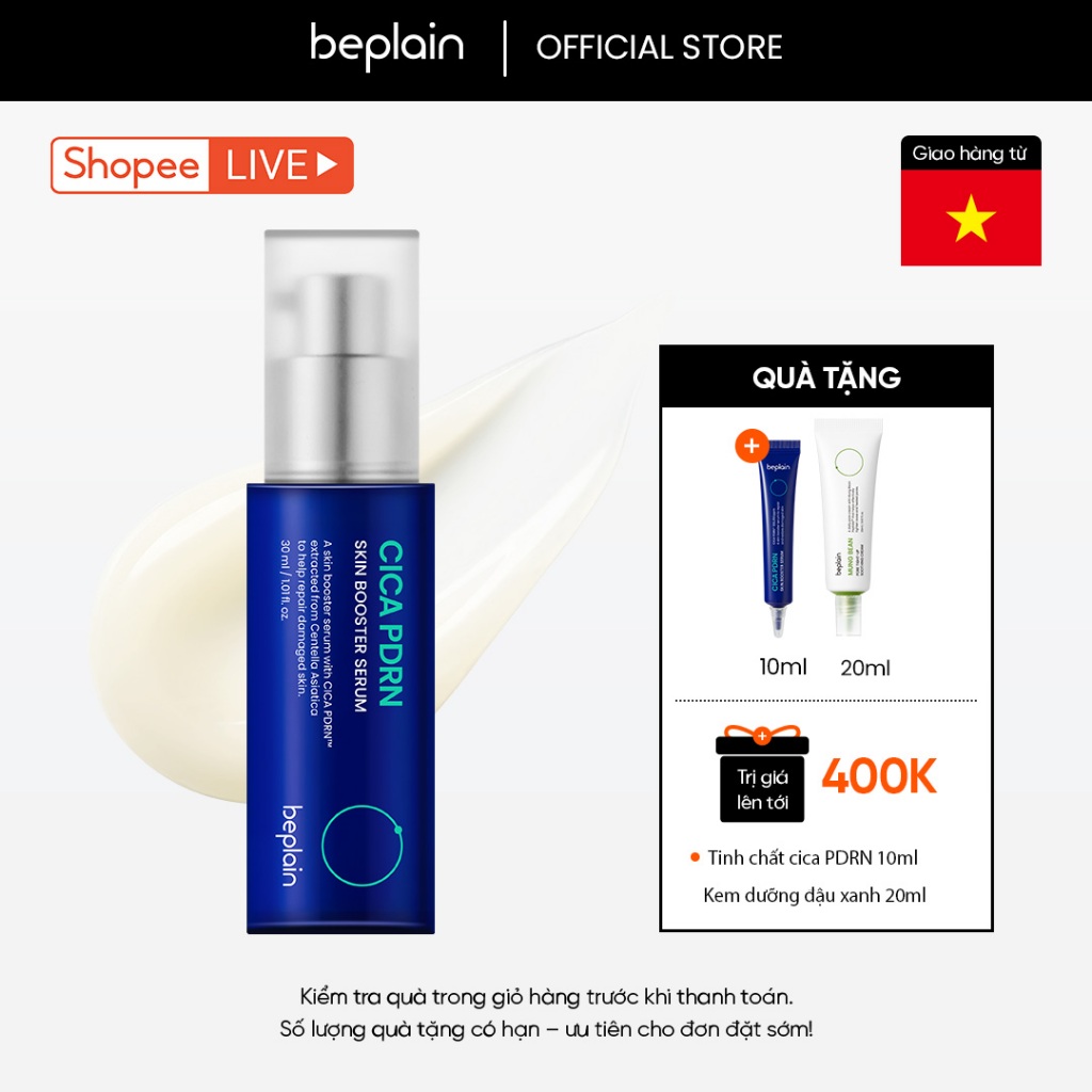 [KOL x BEPLAIN] Tinh chất BEPLAIN PDRN Rau Má phục hồi & tái sinh tổn thương cho da trẻ hoá, cấp ẩm & căng bóng Cica PDRN Skin Booster Serum 30ml
