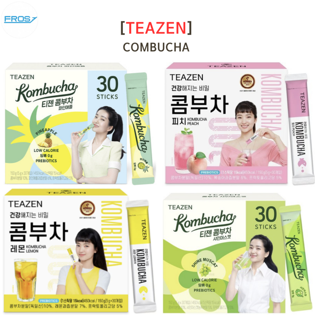 [Teazen] Bột Kombucha 5g * 30 Que / Dứa, Đào, Chanh, ShineMuscat