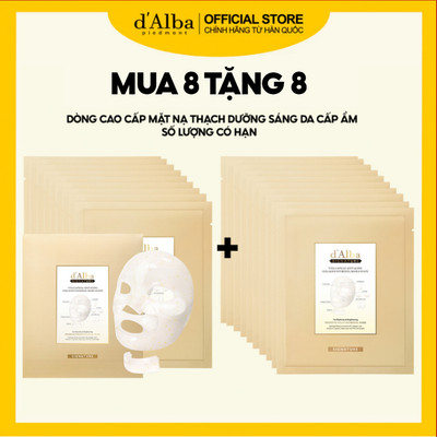 [d'Alba Official] MUA 8 TẶNG 8 Mặt nạ thạch cao cấp dưỡng sáng da chống lão hóa Capsule Anti-Aging Collagen Hydrogel Mask 8 Shape