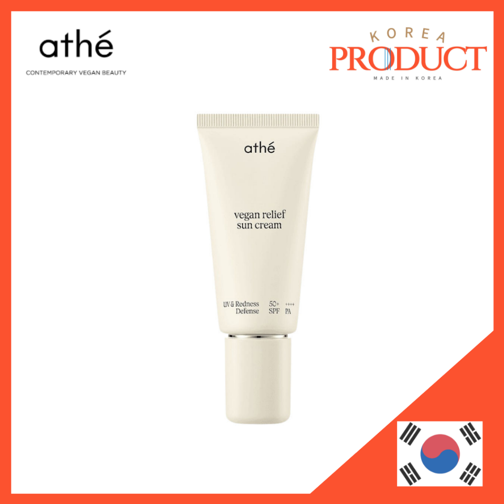 Kem chống nắng ATHE Vegan Relief SPF50 + 50ml Kem chống nắng thể chất Không gây dị ứng Da nhạy cảm K
