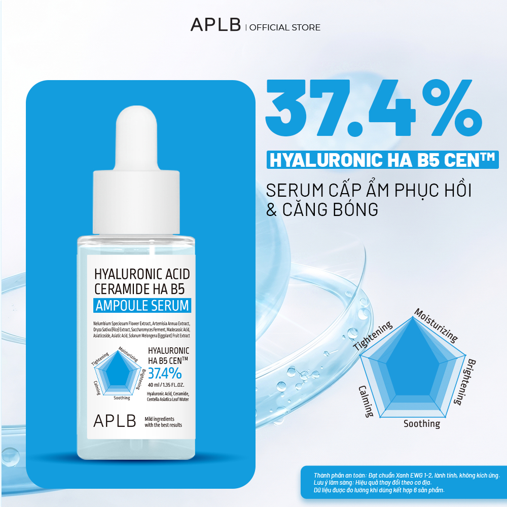 Serum HA B5 Phục Hồi Da 40ml APLB Hyaluronic Acid Ceramide HA B5 Ampoule Serum, Serum Dưỡng Ẩm Cho D