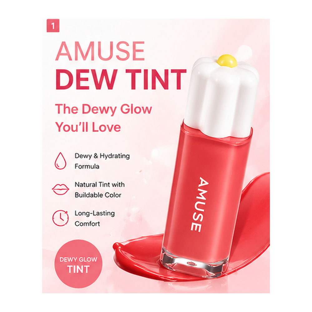 K-Beauty | Tint AMUSE Dew 4g | Son Tint Son bóng thuần chay Hàn Quốc | Kem dưỡng ẩm Dewy Lip Color |