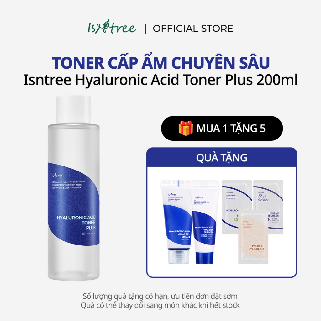 ISNTREE Toner Cấp Ẩm Chuyên Sâu Hyaluronic Acid Plus 200ml
