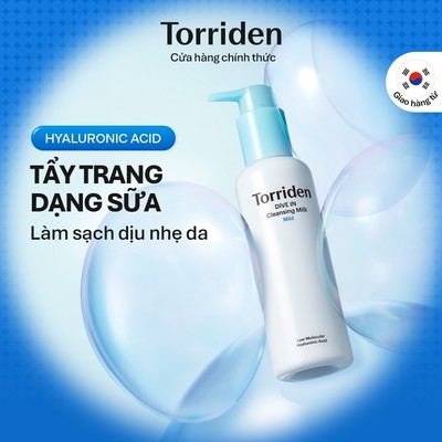 [Torriden Chính hãng] Tẩy trang dạng sữa DIVE IN chứa Hyaluronic Acid, 200ml, Cleansing Milk