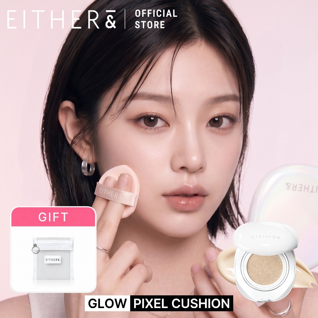 Phấn nước EITHER& Glow Pixel Cushion SPF50+ PA+++ 12g – Che phủ tự nhiên, bóng mịn, dưỡng da
