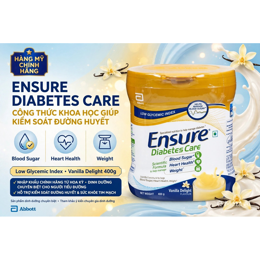 Ensure - Sữa Chăm Sóc Bệnh Tiểu Đường Ensure Diabetes Care Hỗ Trợ Quản Lý Đường Máu Và Cân Nặng