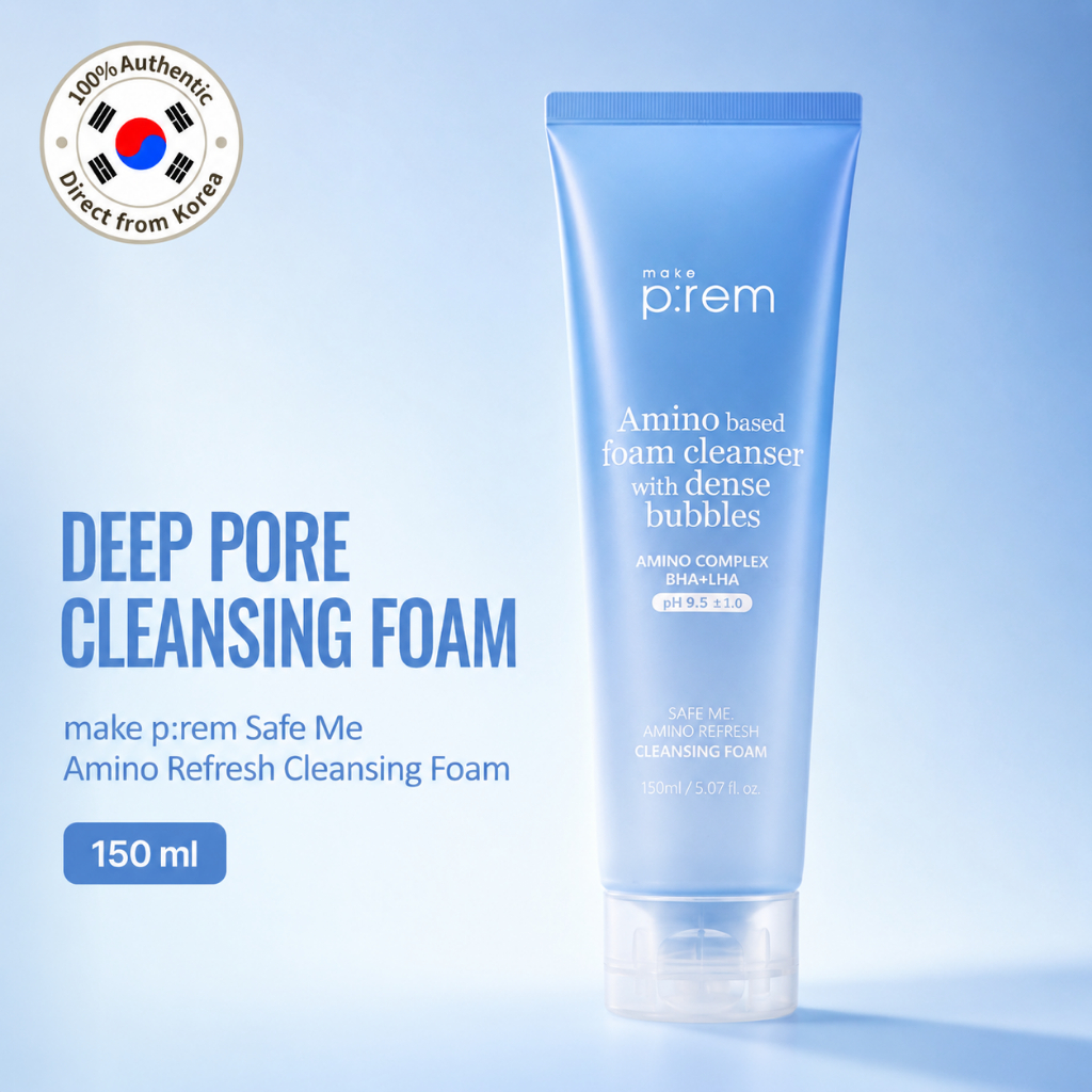 [make p: rem] Sữa rửa mặt Safe Me Amino Refresh (150ml) | Làm sạch lỗ chân lông sâu bằng bọt dày đặc