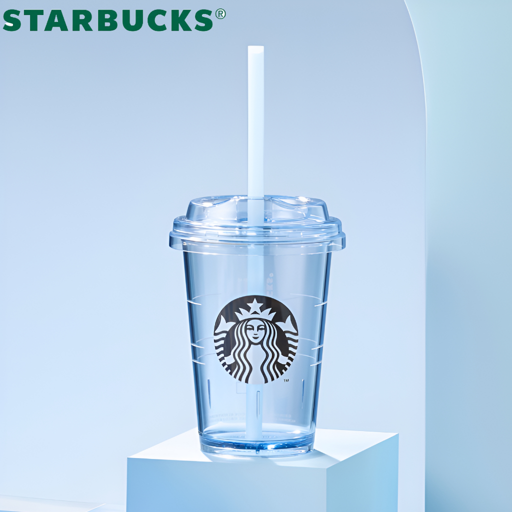 [Starbucks] Washed Blue Mini Cold Cup 300ml Cốc lạnh Mini màu xanh rửa 300ml, Cốc uống nước lạnh