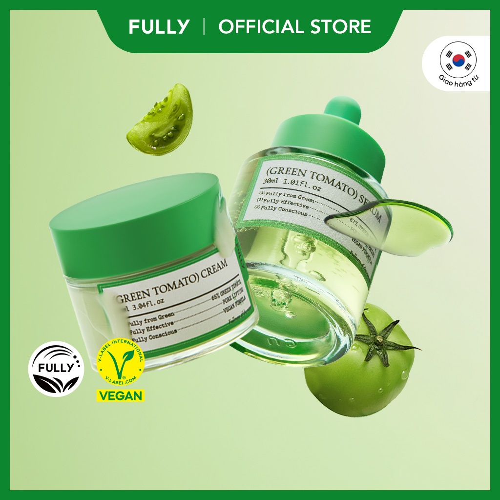 [FULLY Chính hãng] COMBO Fully Serum cà chua xanh 30ml + Kem dưỡng cà chua xanh 90ml | Green Tomato 