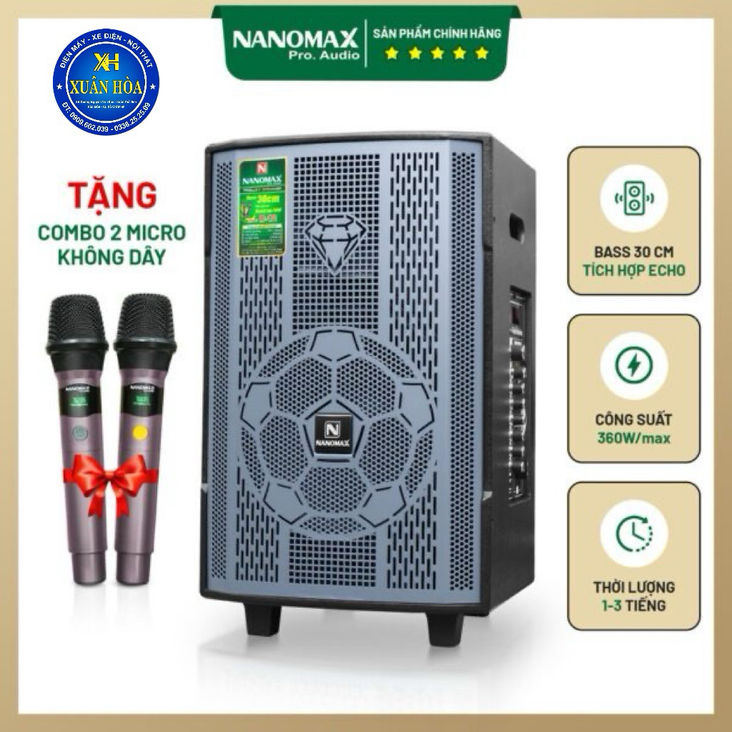 Loa Karaoke Nanomax B-12 Bass 30cm 360w Karaoke Bluetooth