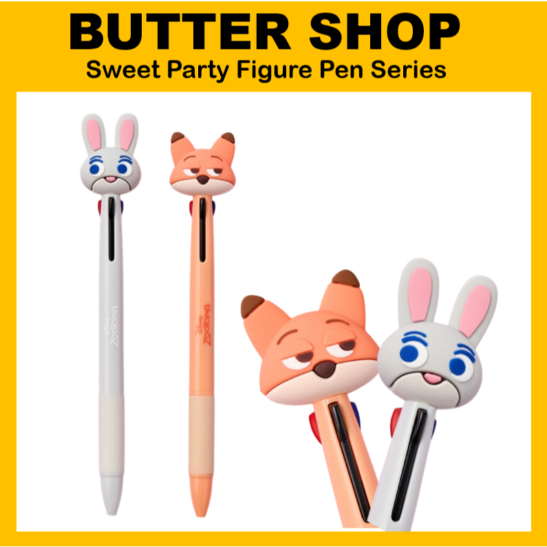 [BUTTER SHOP] Disney Pixar Zootopia Sweet Party Hình Pen Series Bút bi 3 màu Nick / Judy