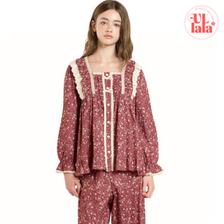   MALL CHÍNH HÃNG  25282WTLLN  ULLALA PAJAMA Telling Set bộ đồ ngủ mặc nhà nữ hoa nhí màu Đỏ Freesize 