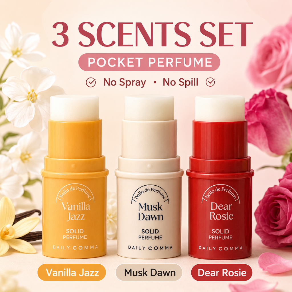 [SEOUL PICK] Bộ nước hoa nguyên khối Comma hàng ngày 4,7g x 3 chiếc, Nước hoa bỏ túi Hàn Quốc, Vani 