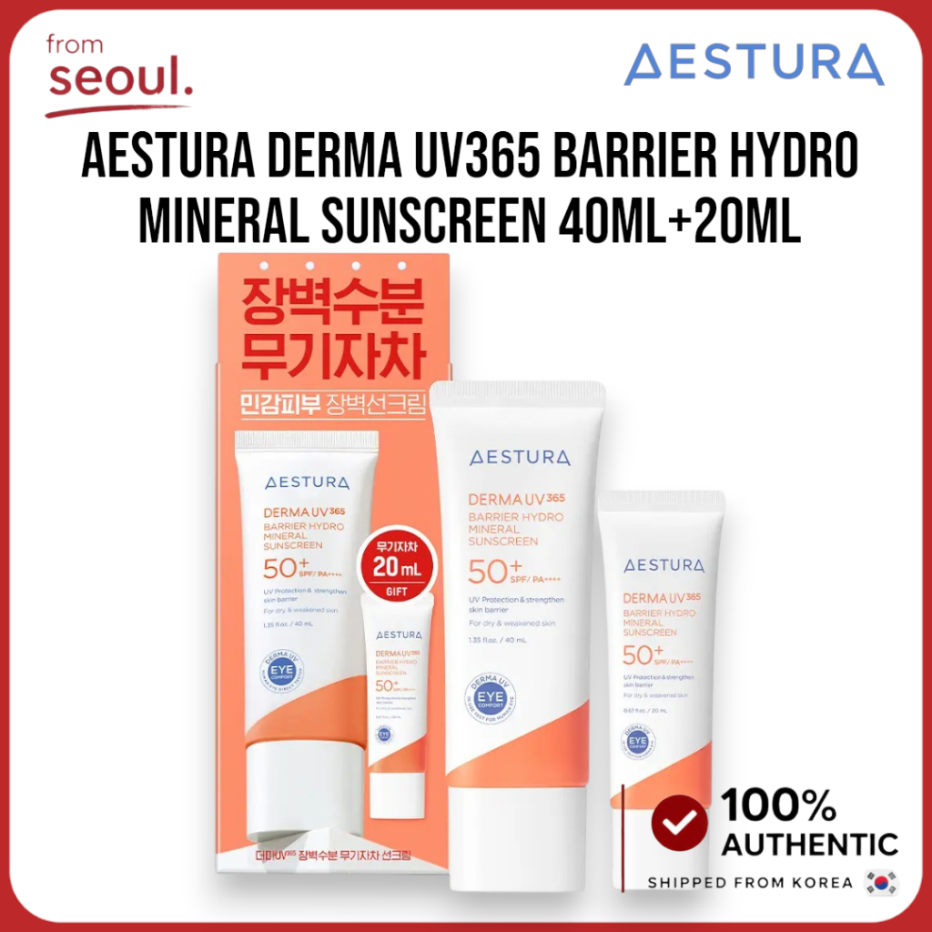 Kem chống nắng AESTURA Derma UV365 Barrier Hydro Mineral 40ml + 20ml | Kem chống nắng AESTURA
