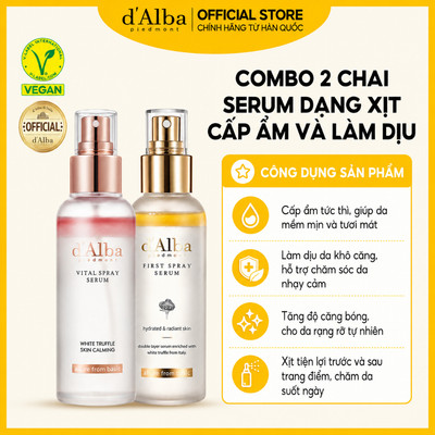 [Live] Combo Serum dạng xịt khoáng căng bóng da 100ml  và Serum dạng xịt cấp ẩm và làm dịu Vital Spray Serum 100ml