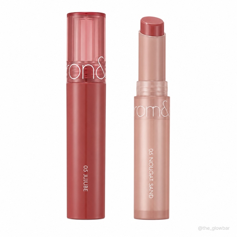Rom & nd Lip Duo Set: Juicy Lasting Tint 05 Jujube 3.5g + Glasting Melting Balm 05 Nougat Sand 3.5g