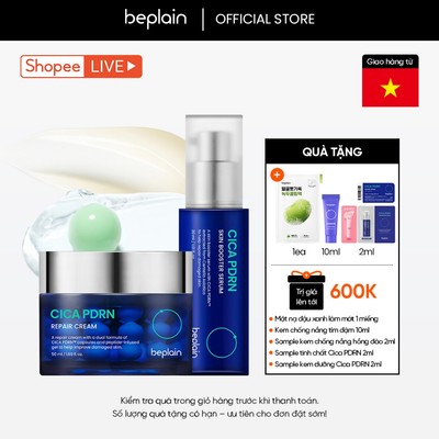 [Beplain X Hannah Olala] [Combo độc quyền] Kem dưỡng BEPLAIN PDRN Rau Má đàn hồi & trẻ hóa làn da, cấp ẩm & căng bóng Cica PDRN 50ml & Serum 30ml