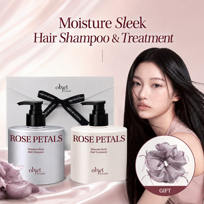 [OBJET by KUNDAL] Bộ Dầu Gội & Dầu Xả Dưỡng Ẩm Bóng Mượt Moisture Sleek + TẶNG KÈM Dây Buộc Tóc Scrunchie & Hộp Quà Cao Cấp