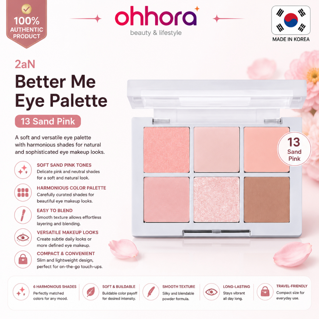 Bảng Phấn Mắt 2aN Better Me, 13 Cát Hồng, Hồng Mềm & Trang Điểm Mắt Trung Tính