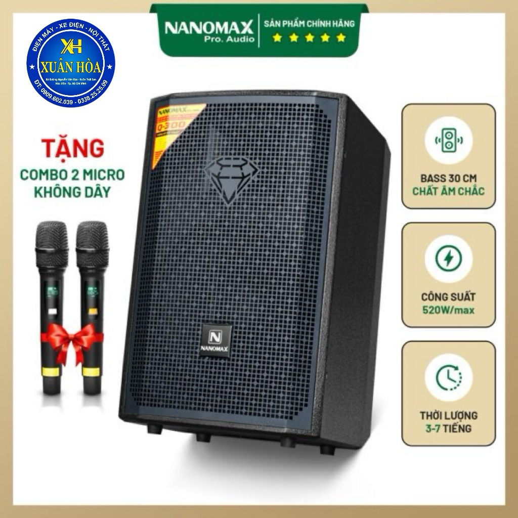 Loa Karaoke Nanomax Q-300 Bass 30cm 520w Karaoke Bluetooth
