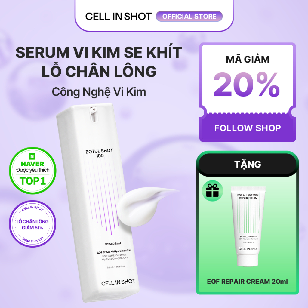 [CELL IN SHOT] Serum Vi Kim Botul Shot 100 50ml Thu nhỏ lỗ chân lông phục hồi và tái tạo da căng bóng