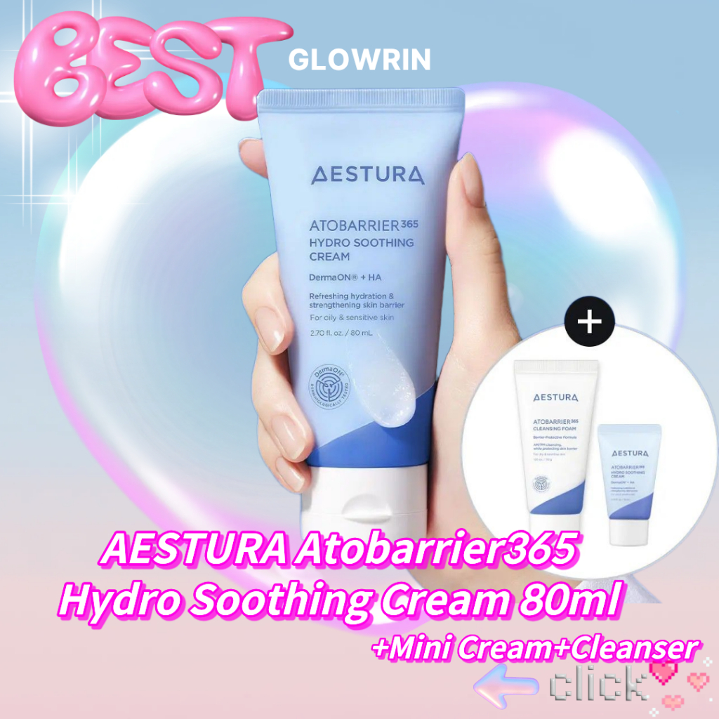 AESTURA ATOBARRIER365 Hydro Soothing Cream 80ml + Mini Cream + Sữa rửa mặt làm mát Gel dưỡng ẩm