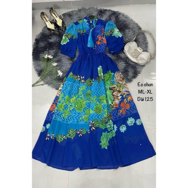 Si HONGKONG đầm Vintage hoạ tiết . độ mới trên 99% size ghi trên ảnh bìa sản phẩm