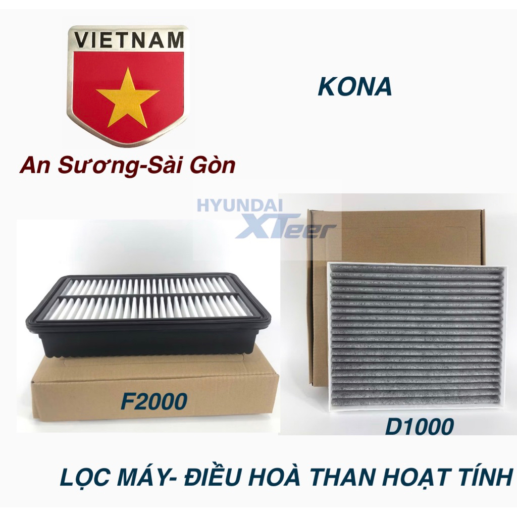[HOẢ TỐC] Combo lọc máy+ lọc điều hoà ô tô Kona(Quà tặng kèm)28113-F2000,D1000