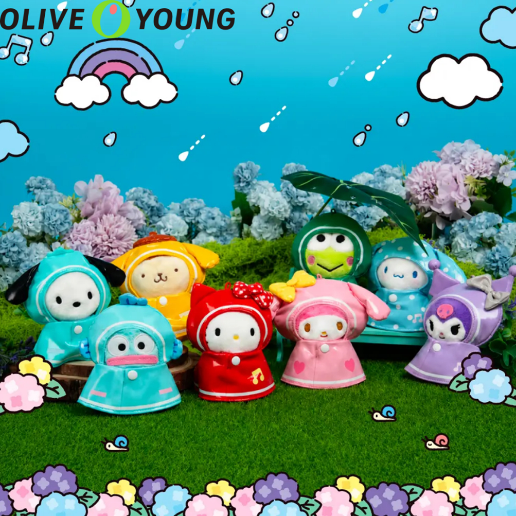 [OLIVE YOUNG] Sanrio Characters Rainy Day Plush Keyring Bag Charm Túi móc khóa sang trọng Sanrio Cha