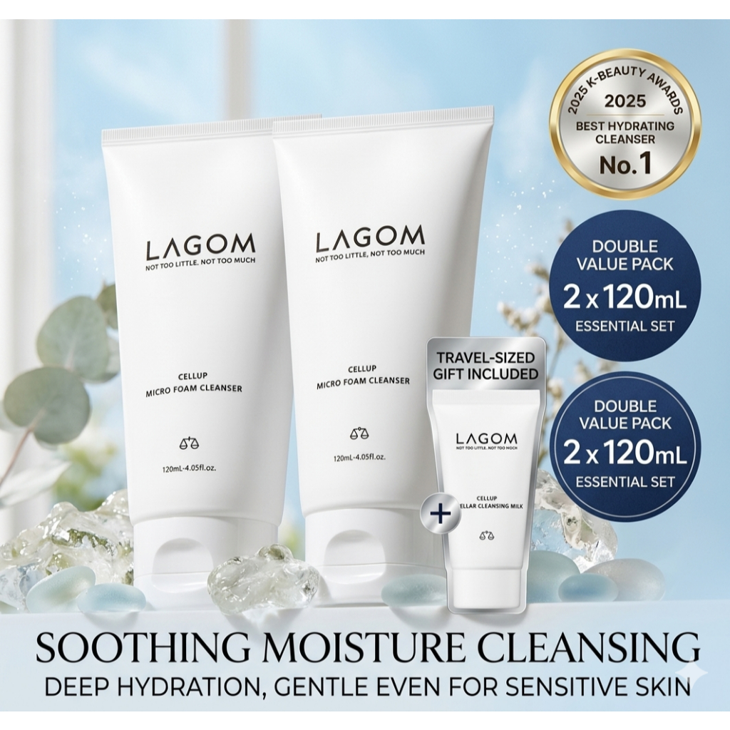 Sữa rửa mặt siêu xốp LAGOM Cellup, Sữa rửa mặt chống bụi cho da nhạy cảm