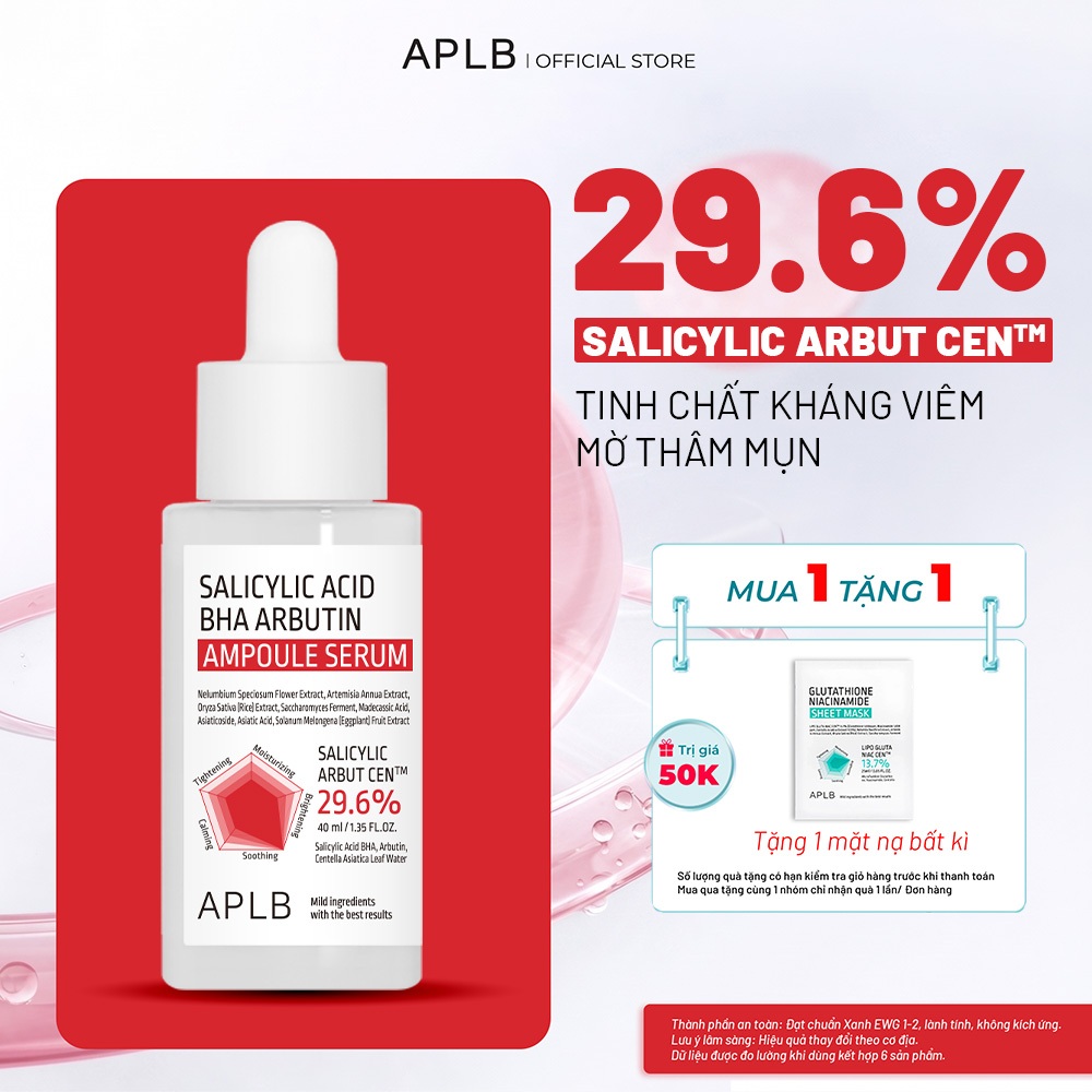 Serum Arbutin Giảm Thâm Nám 40ml APLB Salicylic Acid BHA Arbutin Ampoule Serum Sáng Da Mờ Thâm