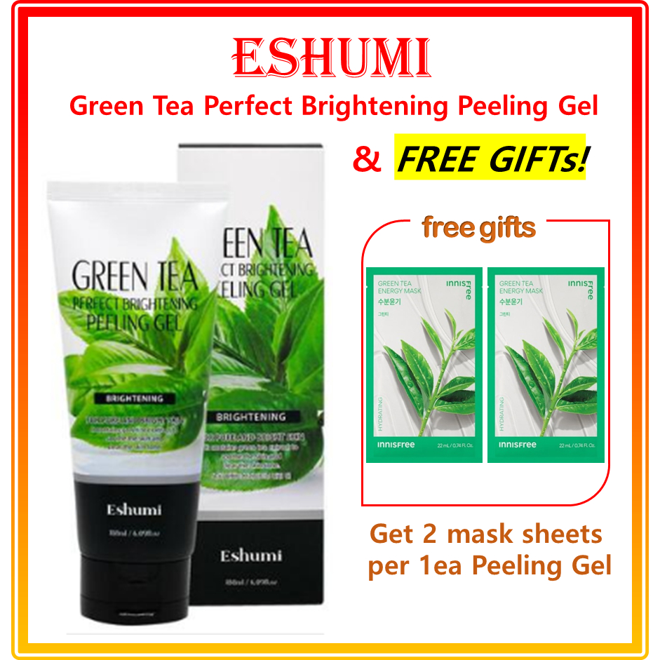 Eshumi green tea perfect brightning peeling gel quà tặng miễn phí (Serum hạt giống innisfree 15ml) /