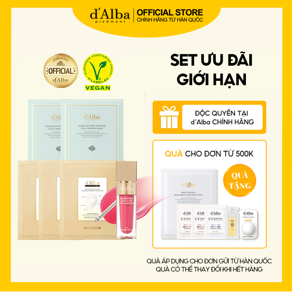 Set d'Alba Official gồm son làm đầy môi và mặt nạ