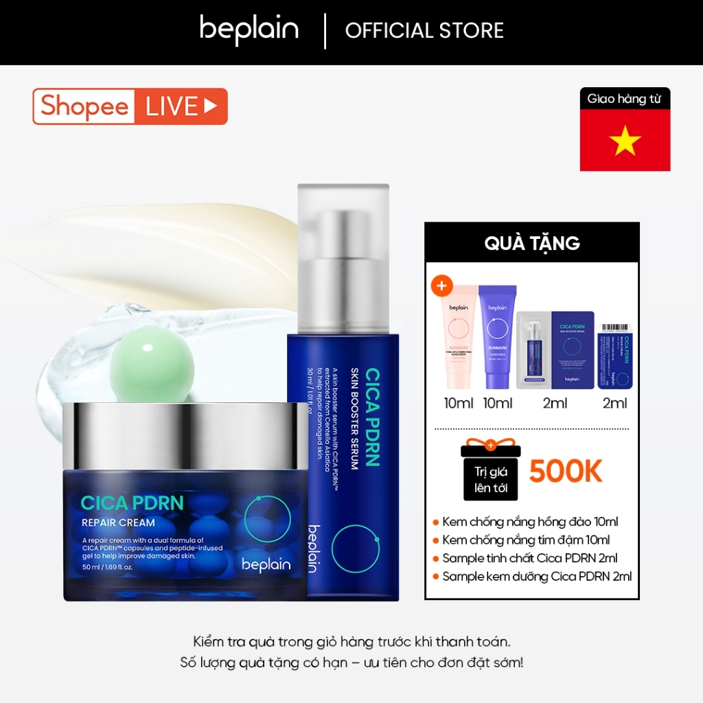 [BEPLAIN X KOL] [Combo độc quyền] Kem dưỡng BEPLAIN PDRN Rau Má đàn hồi & trẻ hóa làn da, cấp ẩm & c