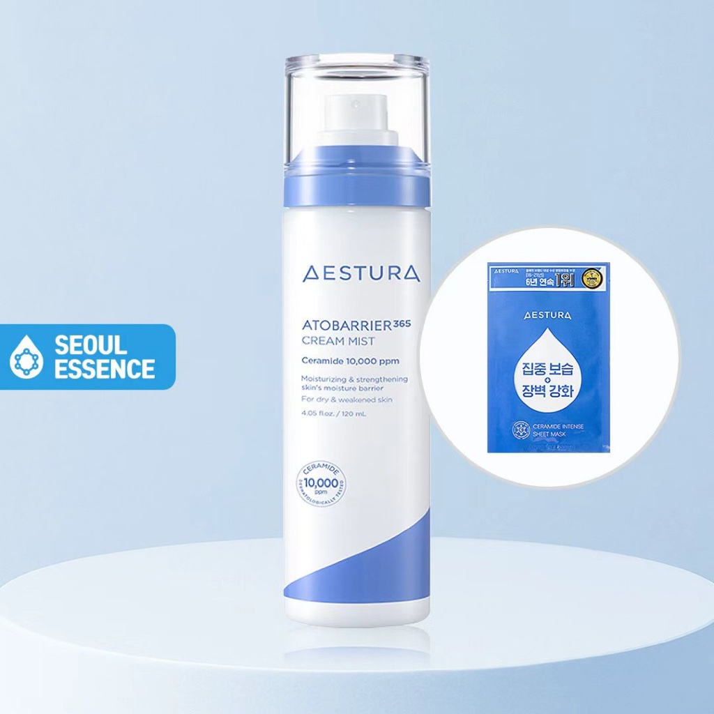 AESTURA Atobarrier 365 Cream Mist 120ml / Ceramide Intense Sheet Mask - 10.000 ppm Ceramide, Giữ ẩm,