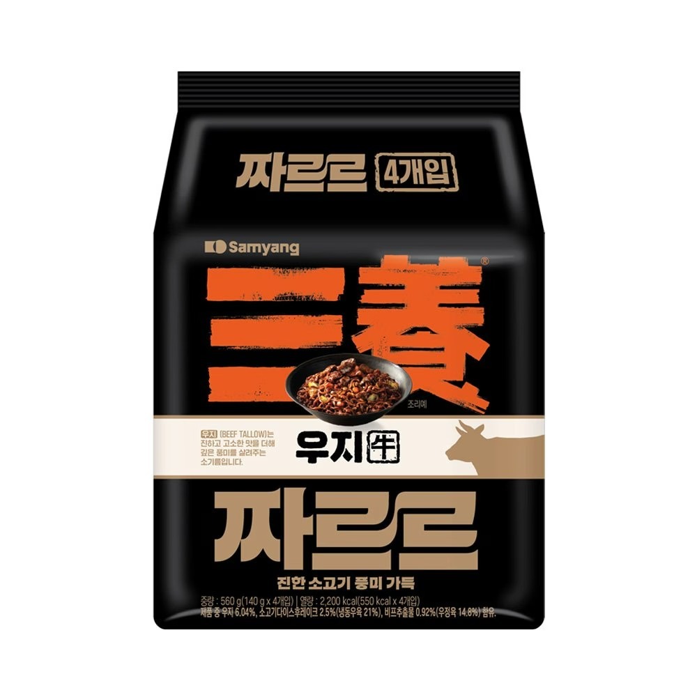 [Samyang] Mì đậu đen Tallow bò cao cấp Jjarreu (Jjajang Ramen) 140g x 4ea / Hương vị thịt bò phong p