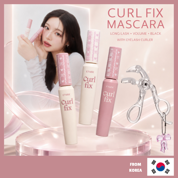 [ETUDE] Bộ Mascara Curl Fix / Mascara 1 + 1 / Mascara + Dụng cụ uốn mi / Uốn lâu không thấm nước