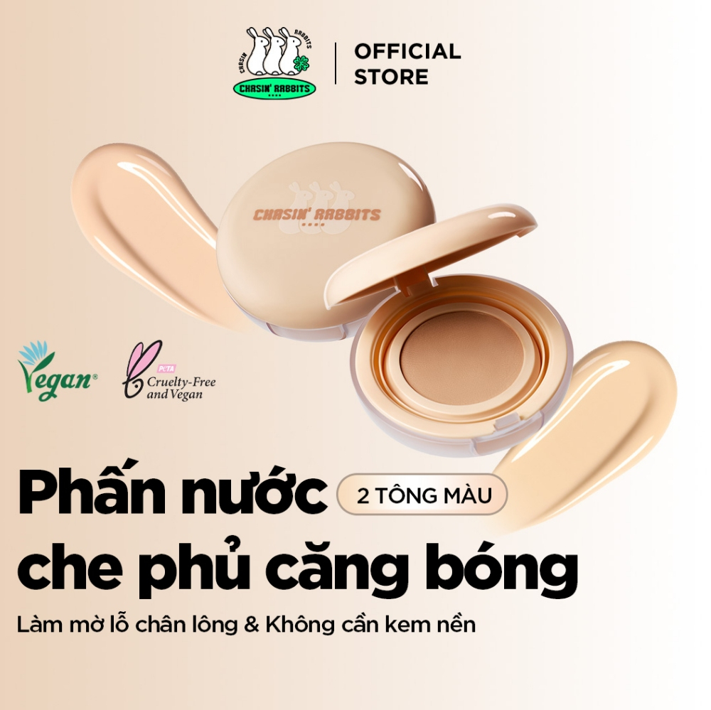 [CHASIN' RABBITS] Glow Cover Cushion 15g - Phấn Nước Cushion Che Khuyết Điểm Căng Bóng Kiềm Dầu