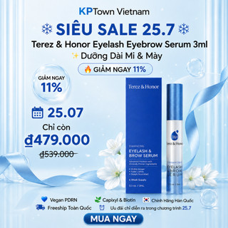 Terez & Honor Eyelash Eyebrow Serum 3ml Hàn Quốc Serum Dưỡng Dài Mi Dày Mi Dưỡng Lông Mày Phục Hồi Mi Yếu Gãy Rụng Giúp Mi Cong Dày Tự Nhiên Nuôi Dưỡng Lông Mày Chắc Khỏe Hỗ Trợ Mọc Mi Nhanh Cho Hàng Mi Đậm Dài Rạng Rỡ Chính Hãng Korea