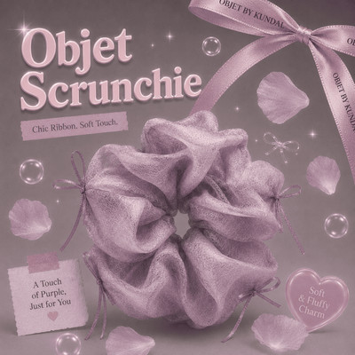 [objet by kundal] scrunchie ruy băng màu tím