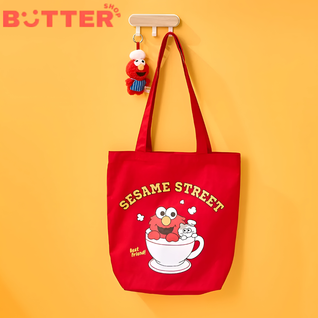 [Butter Shop] Elmo X Milk Cat Eco Bag Red | Cotton Tote Bag |Túi sinh thái mèo sữa Elmo X màu đỏ | T